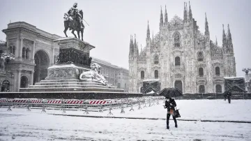 V Miláně napadlo nezvykle velké množství sněhu