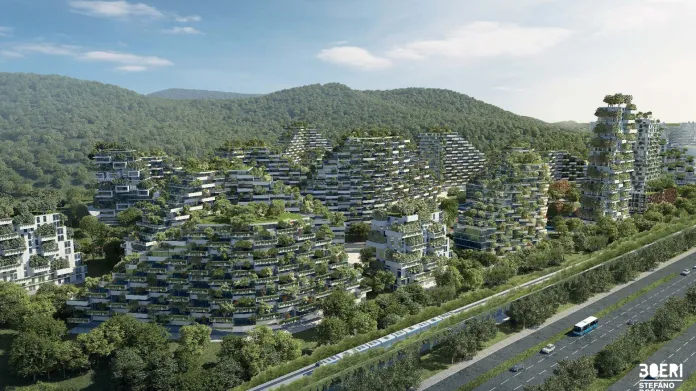 Nové lesní město na jihu Číny na principu Vertical Forest chce změnit myšlení o urbanismu v nejlidnatější zemi světa. Jeden milion stromů a  40 000 rostlin na jeho domech by mělo radikálně snížit smogovou zátěž ve městě pro desítky tisíc lidí.