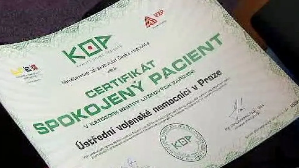 Certifikát Spokojený pacient