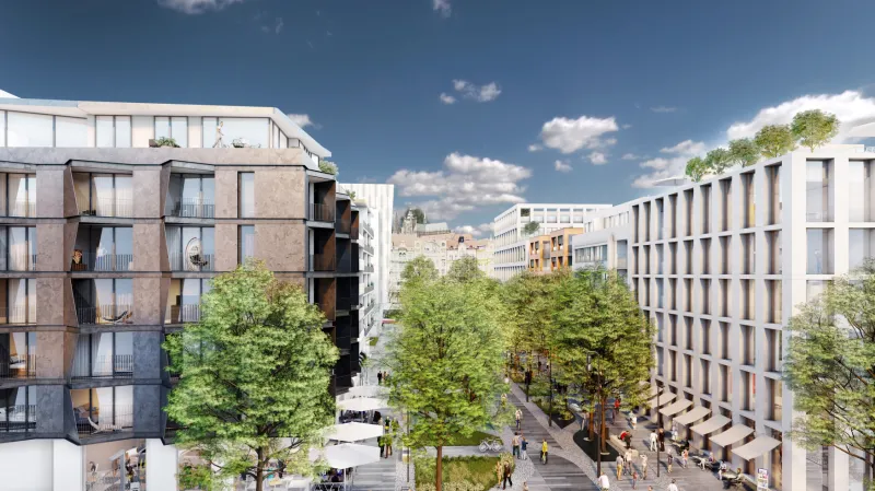 Úvodní fáze projektu Smíchov City (na vizualizaci)