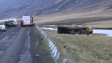 Havarovaný autobus s českými turisty na Islandu