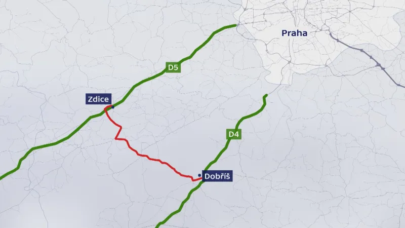 Zkratka mezi dálnicemi D5 a D4 ve Středočeském kraji