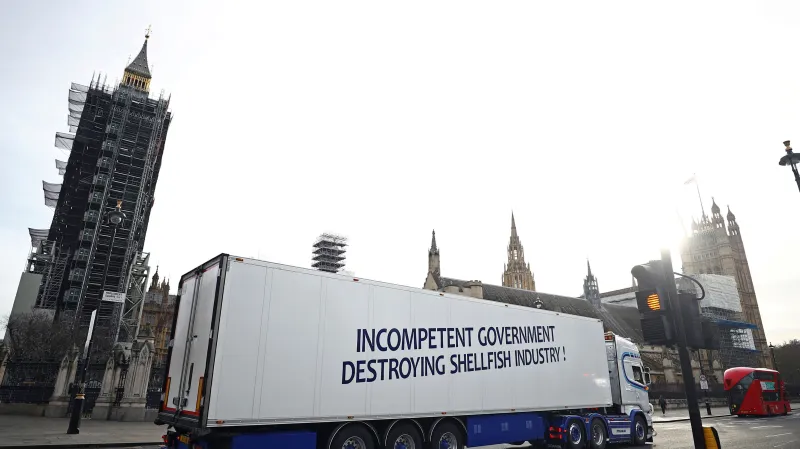 Protest rybářů před Westminsterem