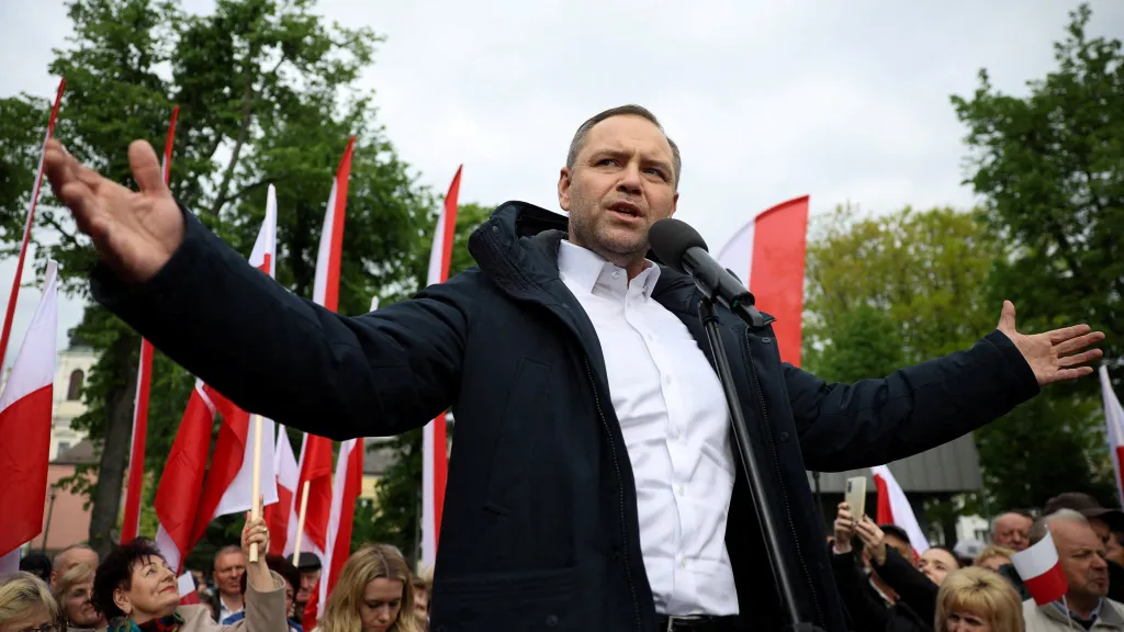 Karol Nawrocki na předvolební akci