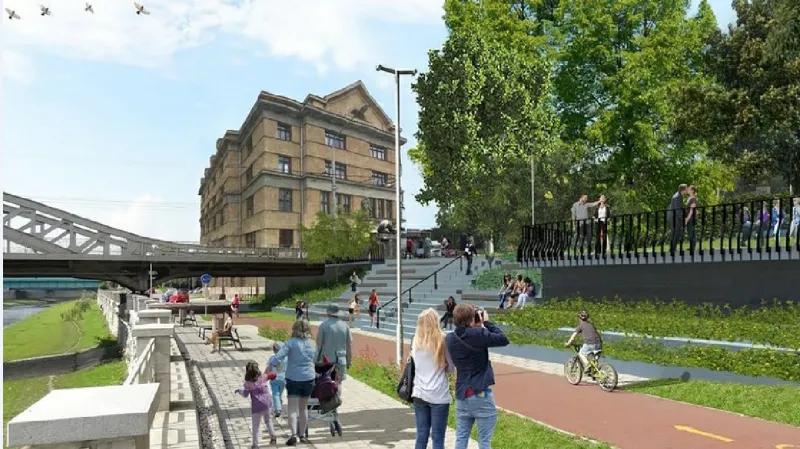 Vizualizace úprav okolí řeky Ostravice v Ostravě