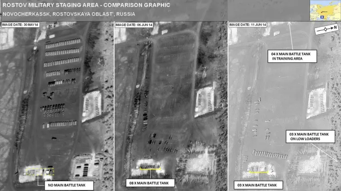 Satelitní snímky mají dokazovat přesun ruské obrněné techniky