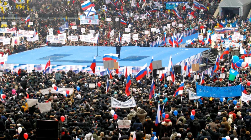 Vladimir Putin na stadionu Lužniky