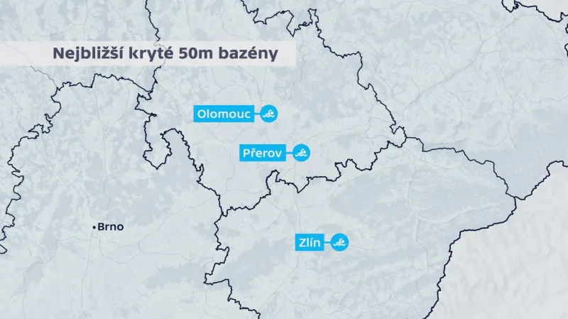 Nejbližší padesáti metrové kryté bazény
