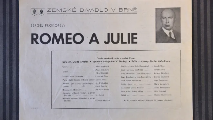 Původní leták k baletu Romeo a Julie z roku 1938