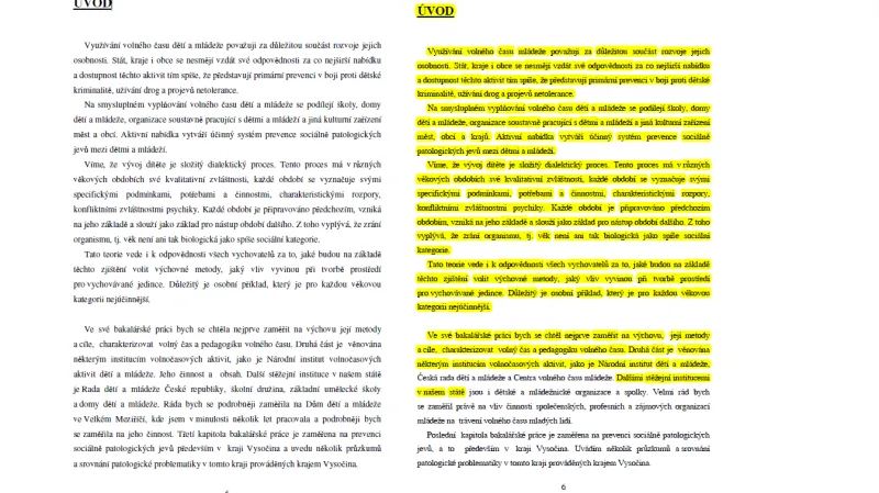 Úvod práce Marie Doležalové (vlevo) a Petra Krčála (vpravo)