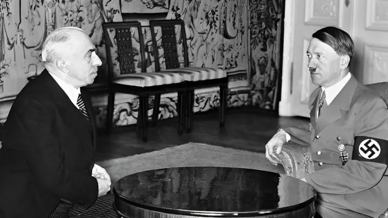 Emil Hácha a Adolf Hitler v Praze