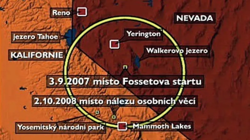 Místo nálezu Fossettova letadla