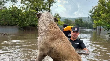 Záchranáři při povodních v rumunské župě Galati