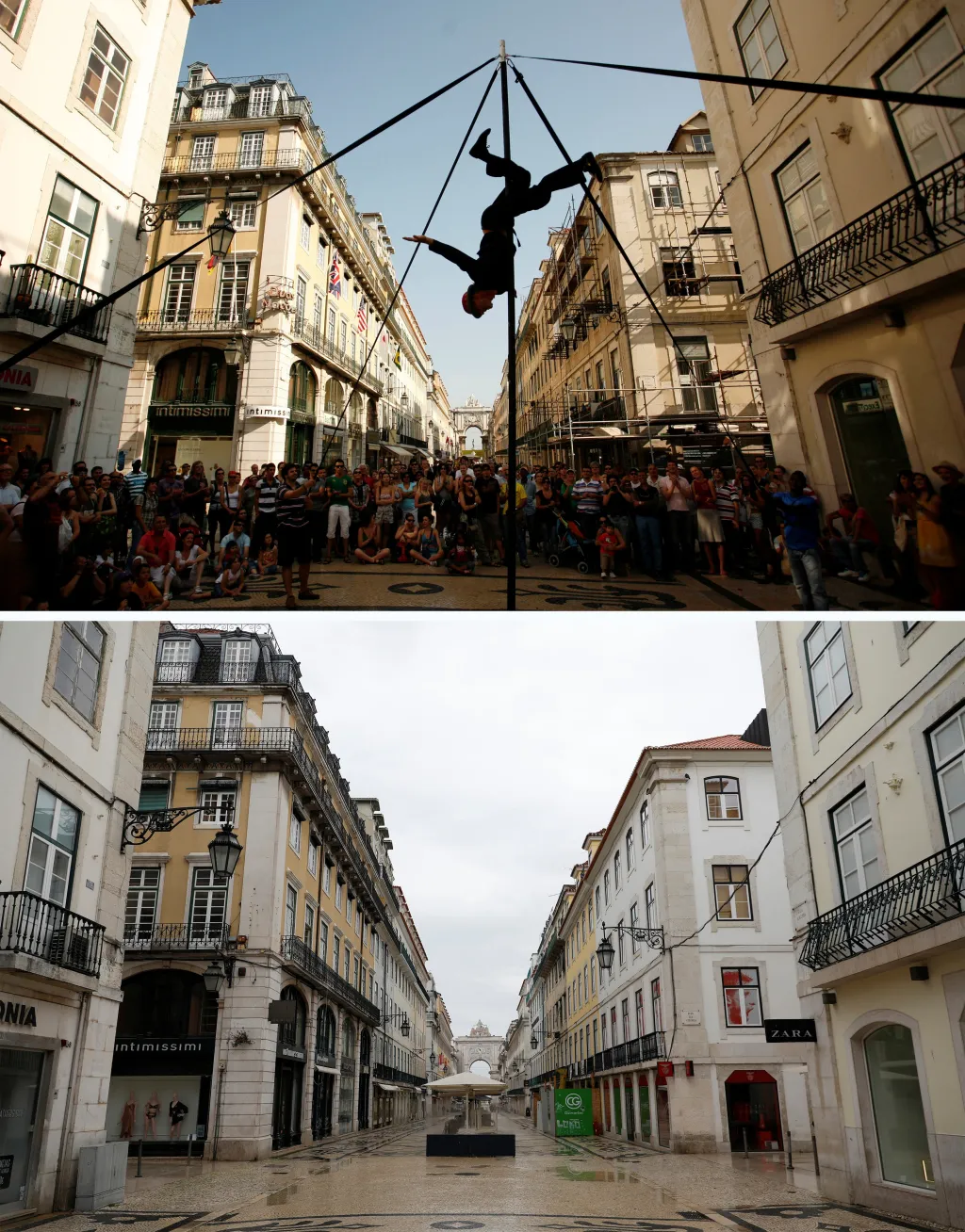 Z ulic portugalské metropole zmizeli umělci i jejich diváci