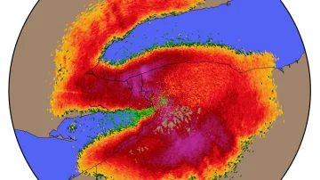 Hejna ptáků na radaru Americké geologické služby