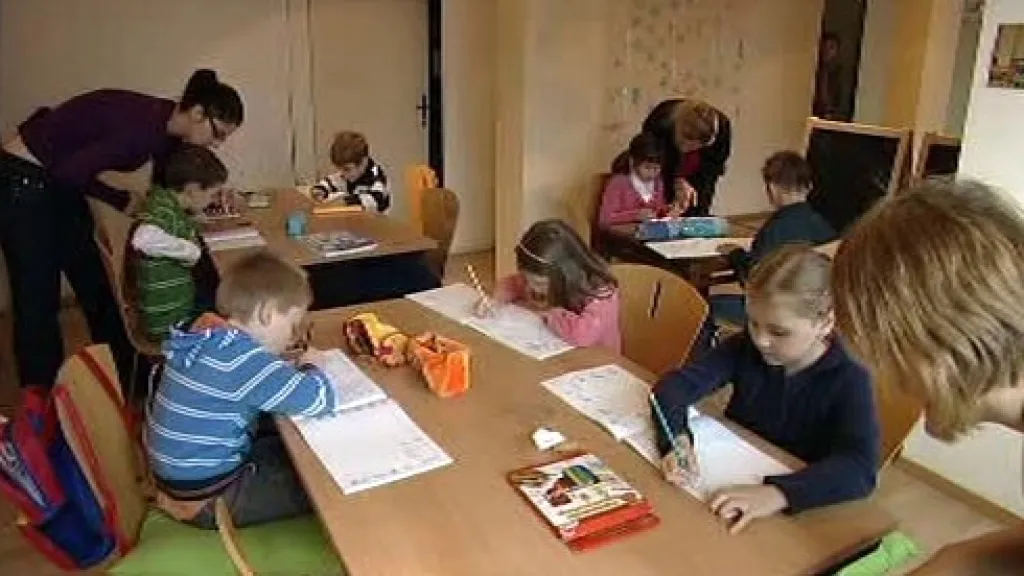 Jedna ze tříd školy bez hranic v Bruselu