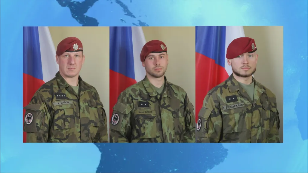 Martin Marcin, Kamil Beneš a Patrik Štěpánek, kteří padli v Afghánistánu
