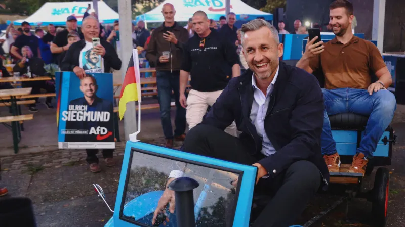 Ulrich Siegmund na předvolební akci AfD