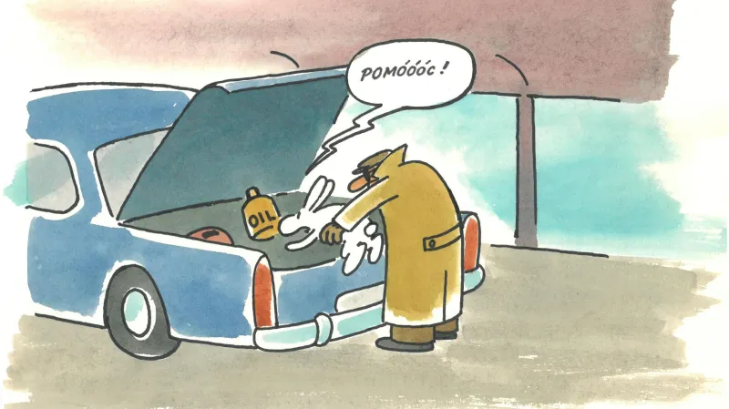 Včera a dnes / kolorovaná kresba Boba a Bobka