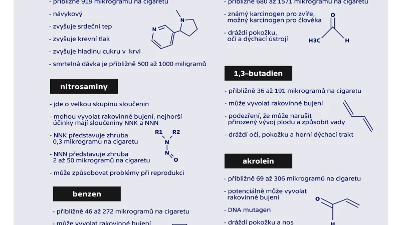 Vybrané nebezpečné složky v cigaretovém kouři a jejich účinky