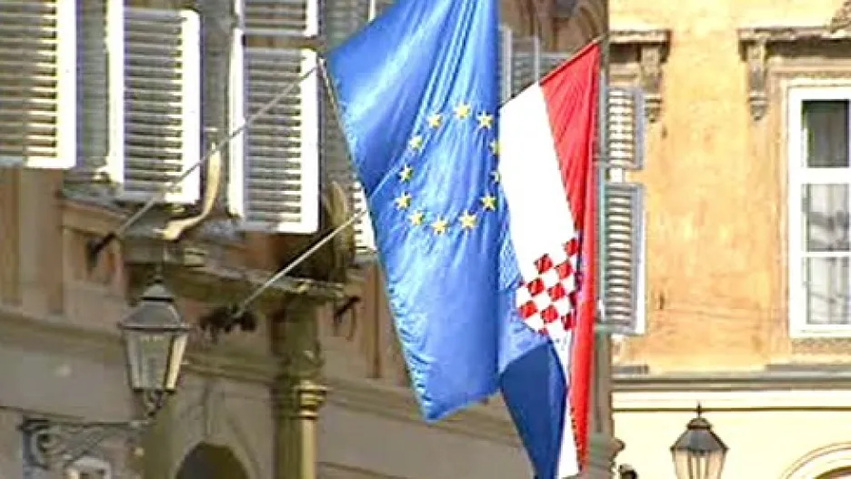 Vlajky EU a Chorvatska