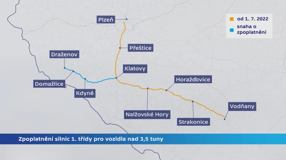 Zpoplatnění silnic 1. třídy pro nákladní vozidla v západních Čechách