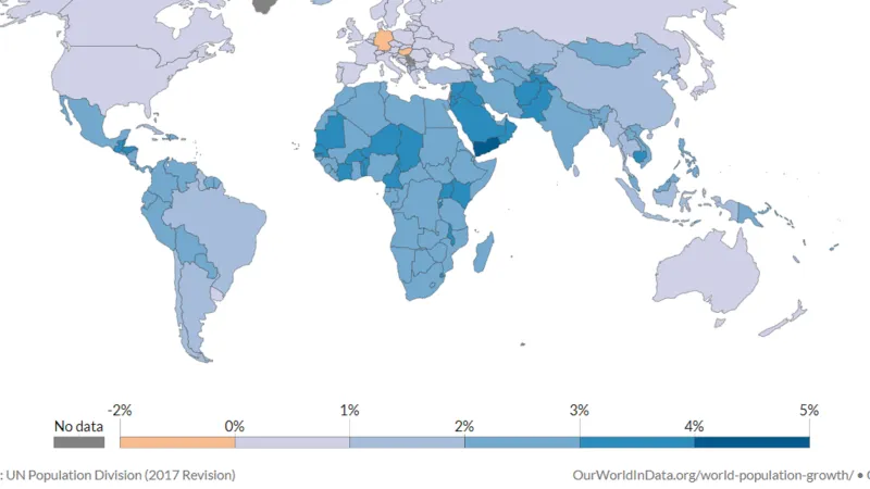 Přirozený přírůstek v roce 1989, kdy byl na Blízkém východě nejvyšší