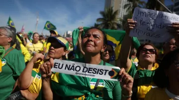 Podporovatelé Jaira Bolsonara na shromáždění v Riu de Janeiro