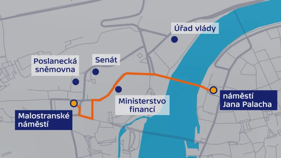 Mapa protestního průvodu