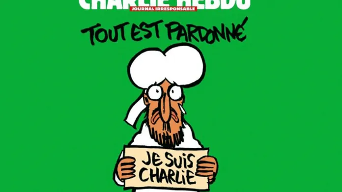 Obálka prvního čísla časopisu Charlie Hebdo po krvavých atentátech