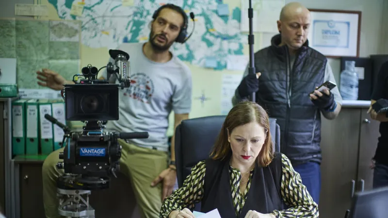 Zuzana Stivínová při natáčení minisérie Vedlejší produkt