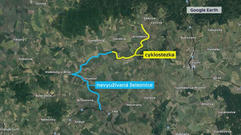 Železniční trať a cyklostezka