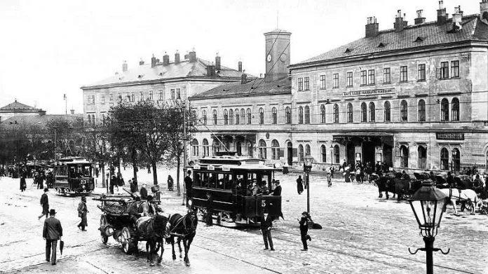 Brněnské hlavní nádraží v roce 1901 před rekonstrukcí