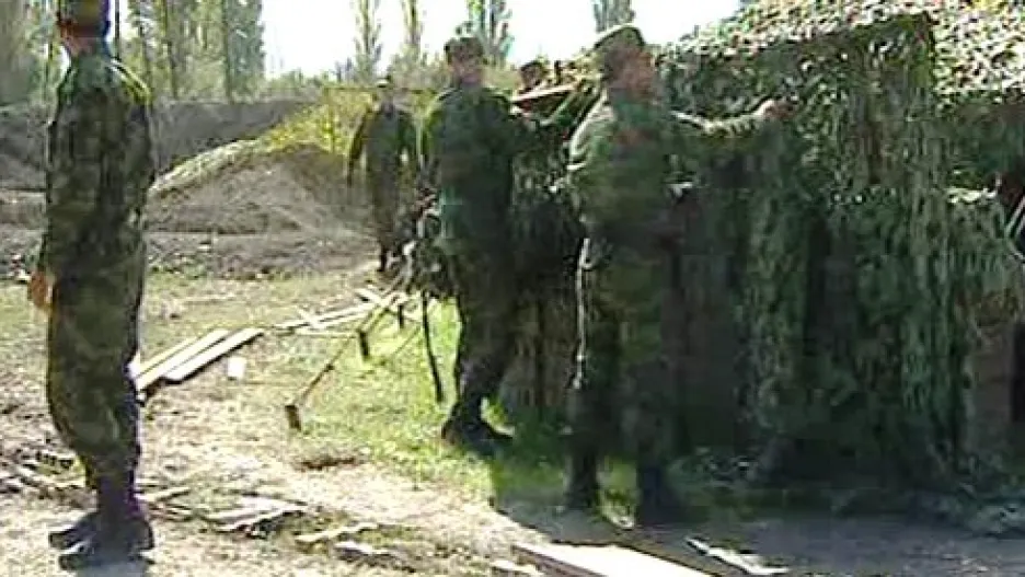 Vojáci na hranici Jižní Osetie