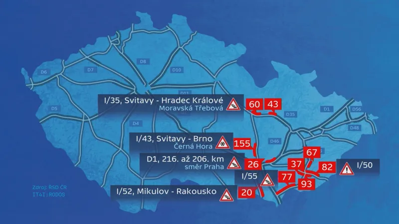 Zpoždění na silnicích k 8:30