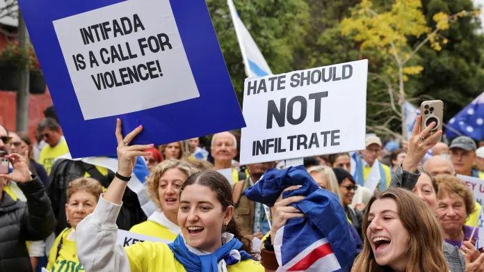 Proizraelský protest studentů v Sydney