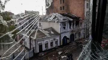 Ruskem zničená mateřská škola v Charkově (22. 10. 2025)