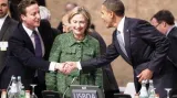 David Cameron, Hillary Clintonová a Barack Obama