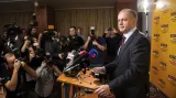 Andrej Kiska na tiskové konferenci po prvním kole prezidentských voleb