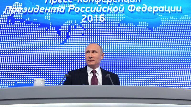 Vladimir Putin na výroční tiskové konferenci