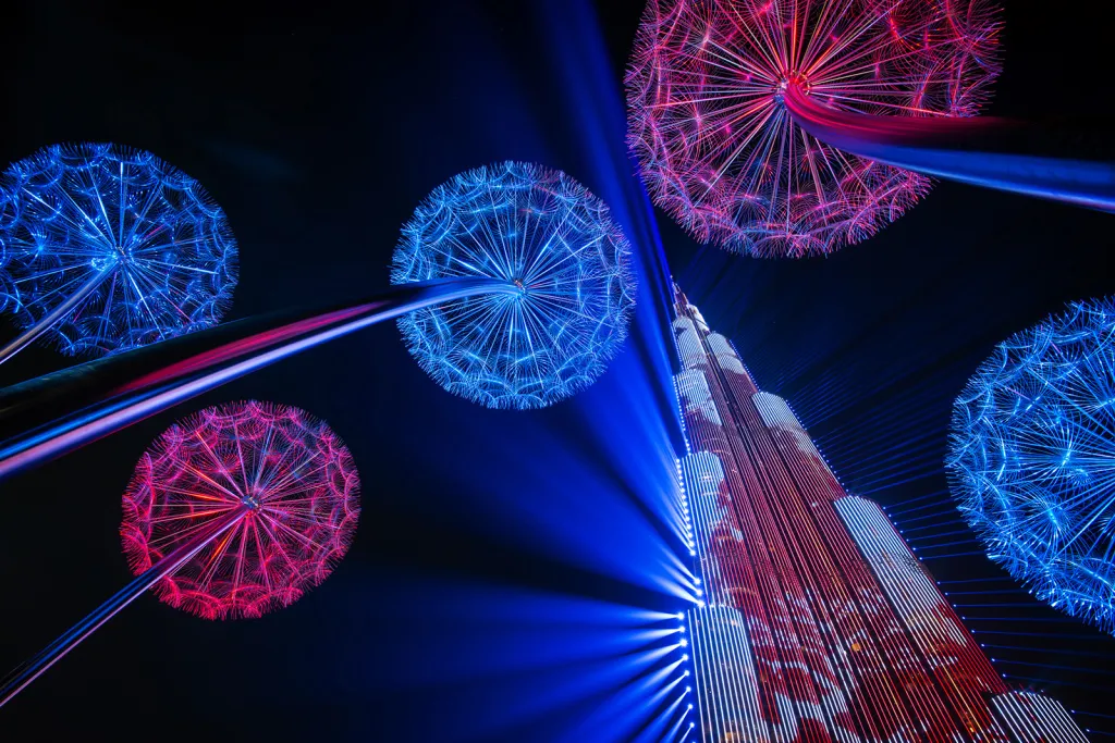 Prosinec 2019. Světelná show v Dubaji