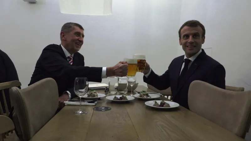Andrej Babiš a Emmanuel Macron