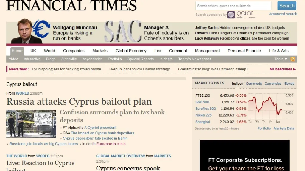 Financial Times o situaci na Kypru
