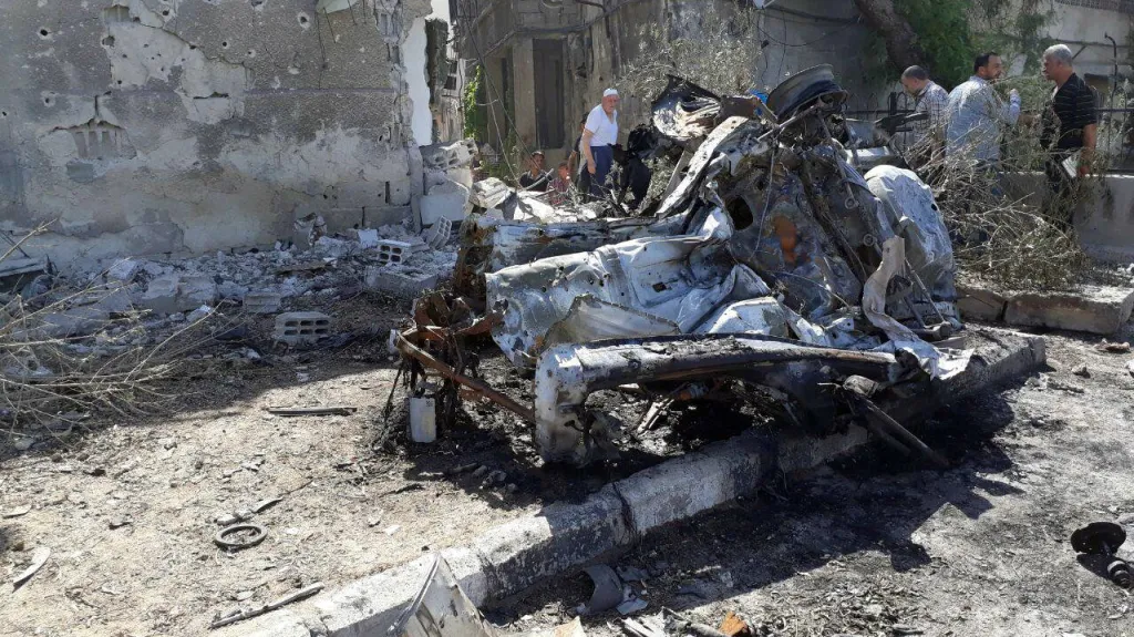 Odpálená nálož v autě v centru Damašku