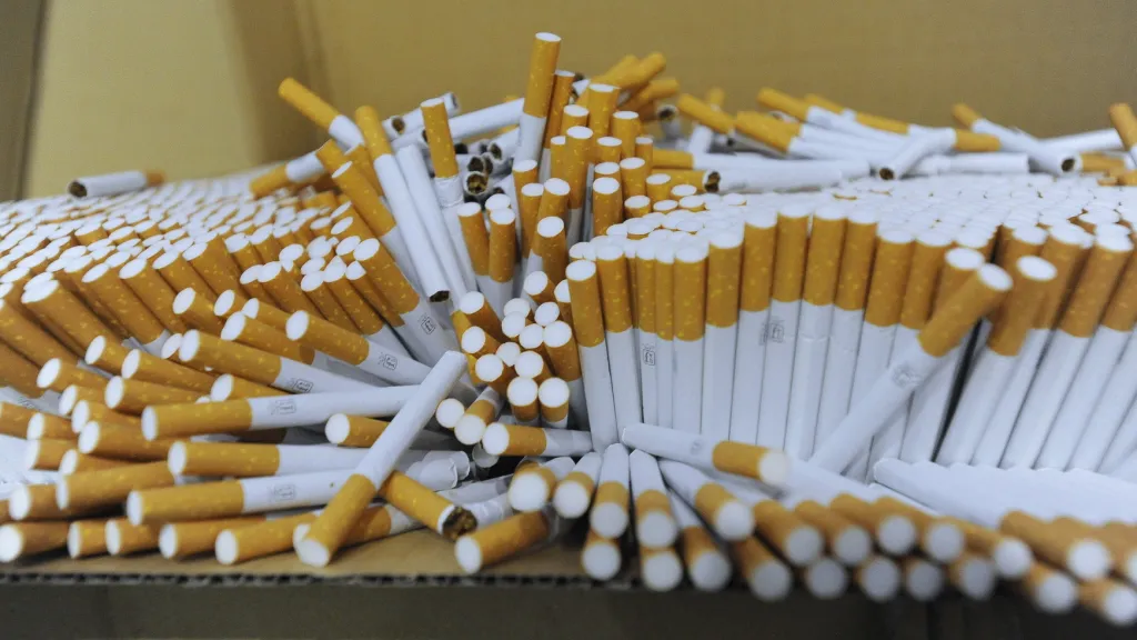 Falešné cigarety připravené k likvidaci