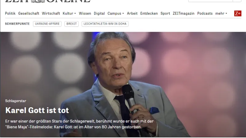 Die Zeit o úmrtí Karla Gotta