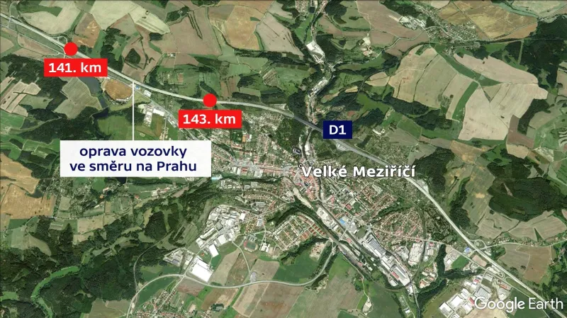 Oprava dálnice D1 u Velkého Meziříčí