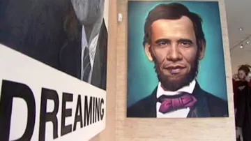 Portét Baracka Obamy s rysy Abrahama Lincolna