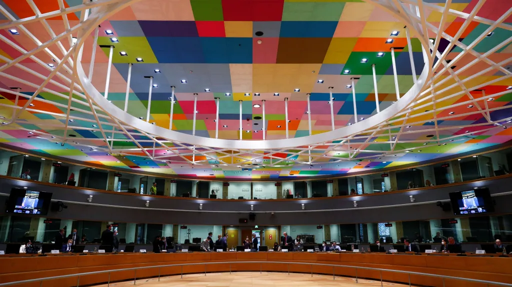Jednací sál v budově sídla Evropské rady