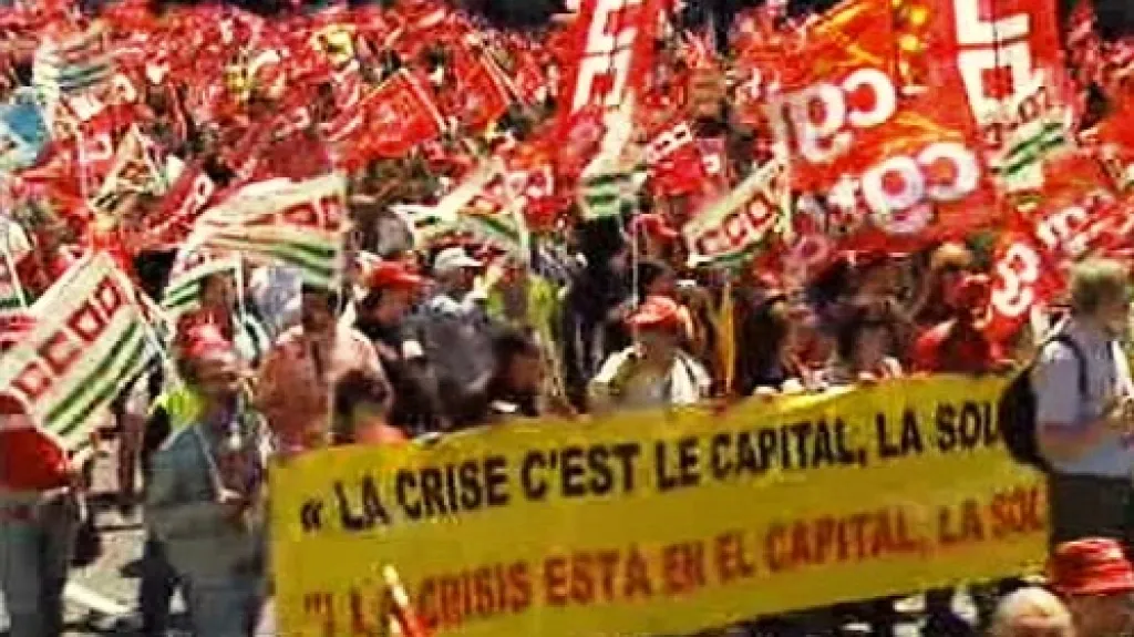 Demonstrace odborů v Madridu